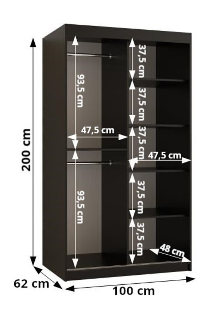 Kair II Sliding Door Wardrobe 100cm