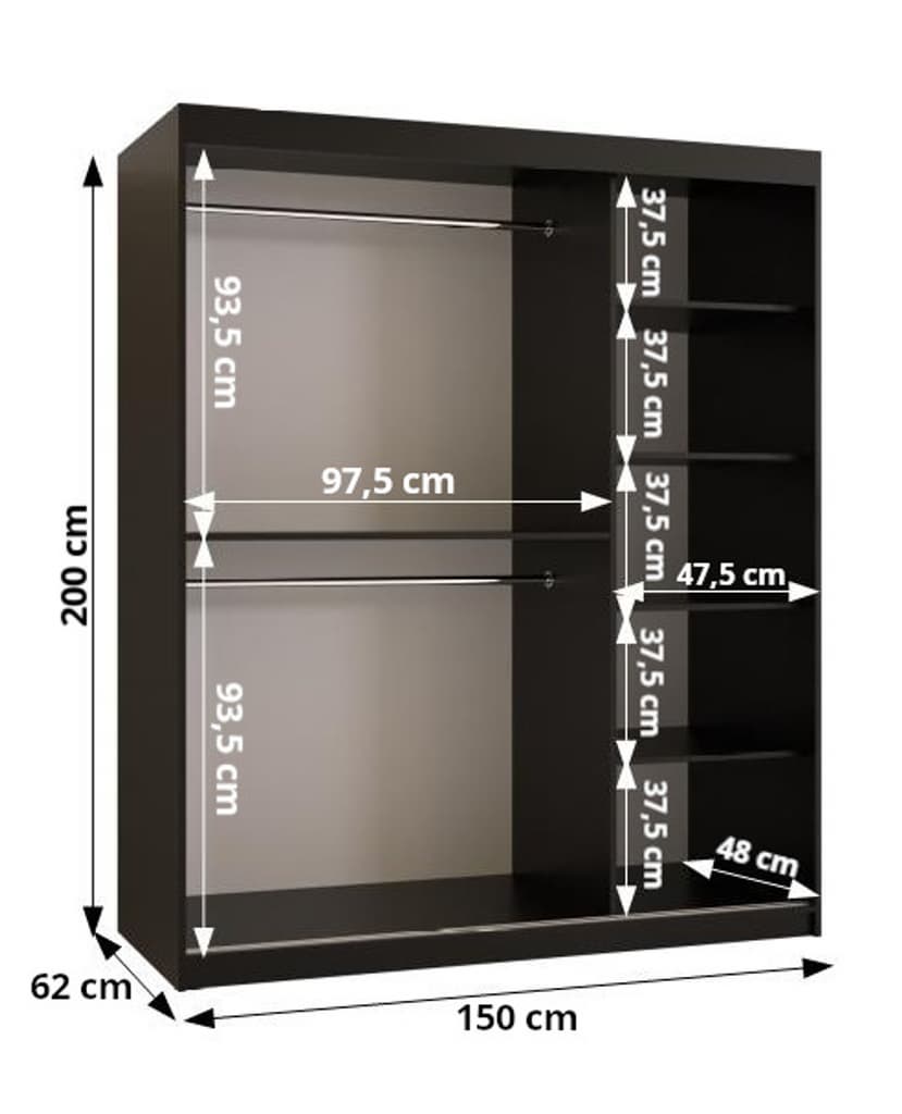 Kair II Sliding Door Wardrobe 150cm