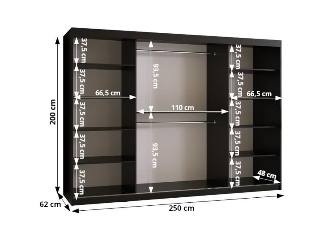 Ramiro II Sliding Door Wardrobe 250cm