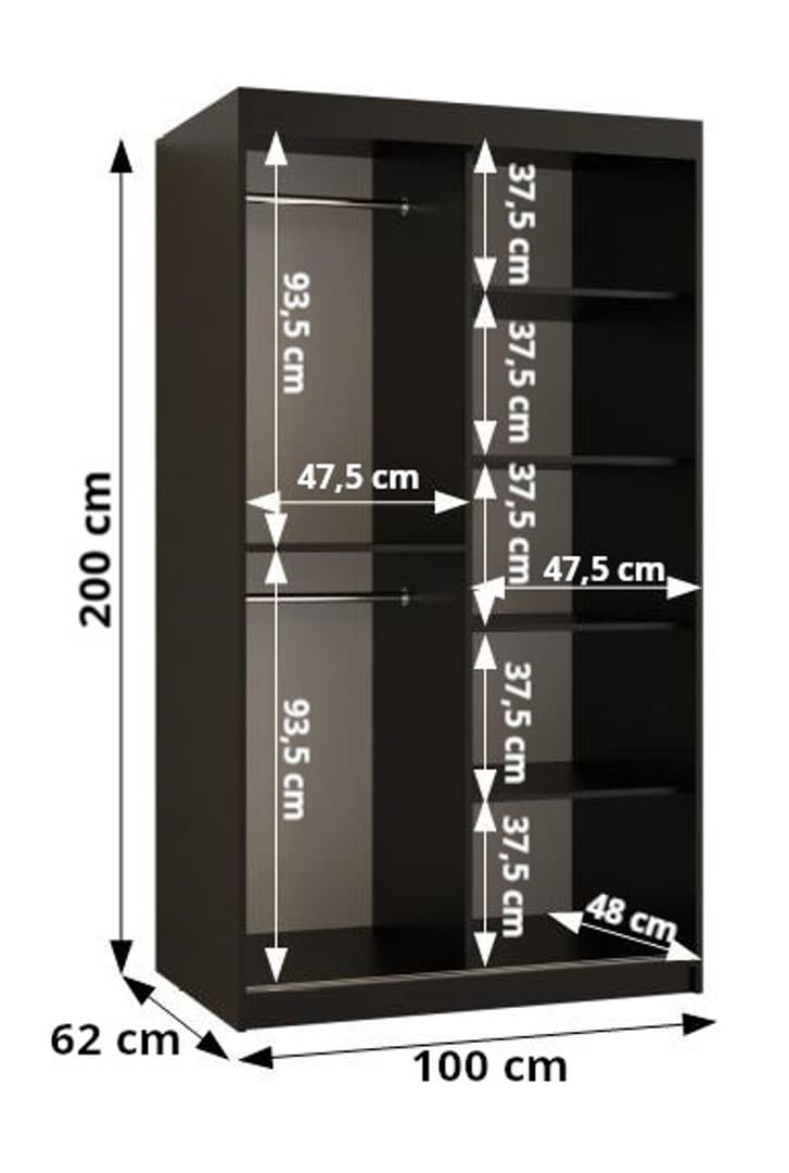 Ramiro II Sliding Door Wardrobe 100cm